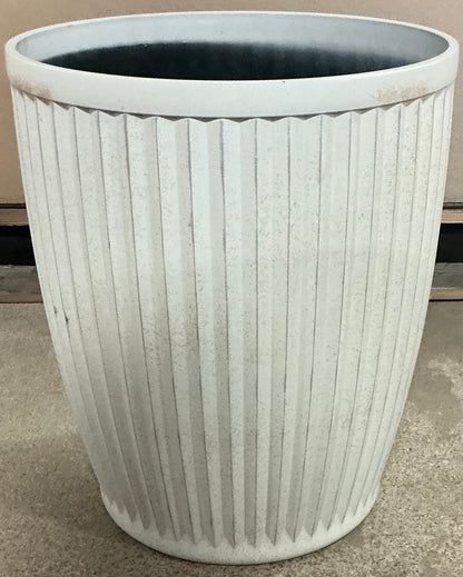 Weathered Ribbed Composite Indoor Outdoor Planter Pot - Off White - May Have Minor Cosmetic Damage (see pictures) - FOR PICKUP ONLY