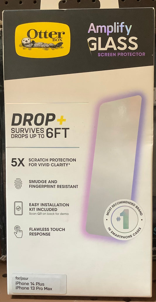 (Clearance )OtterBox Amplify Glass Screen Protector for iPhone 14 Plus iPhone 13 Pro Max