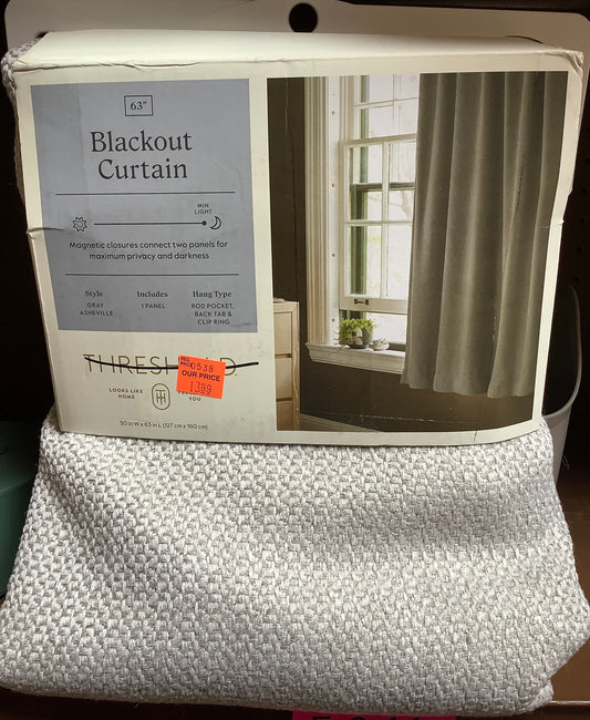 (Clearance) 63” BLACKOUT CURTAIN 1-Panel -Gray Asheville