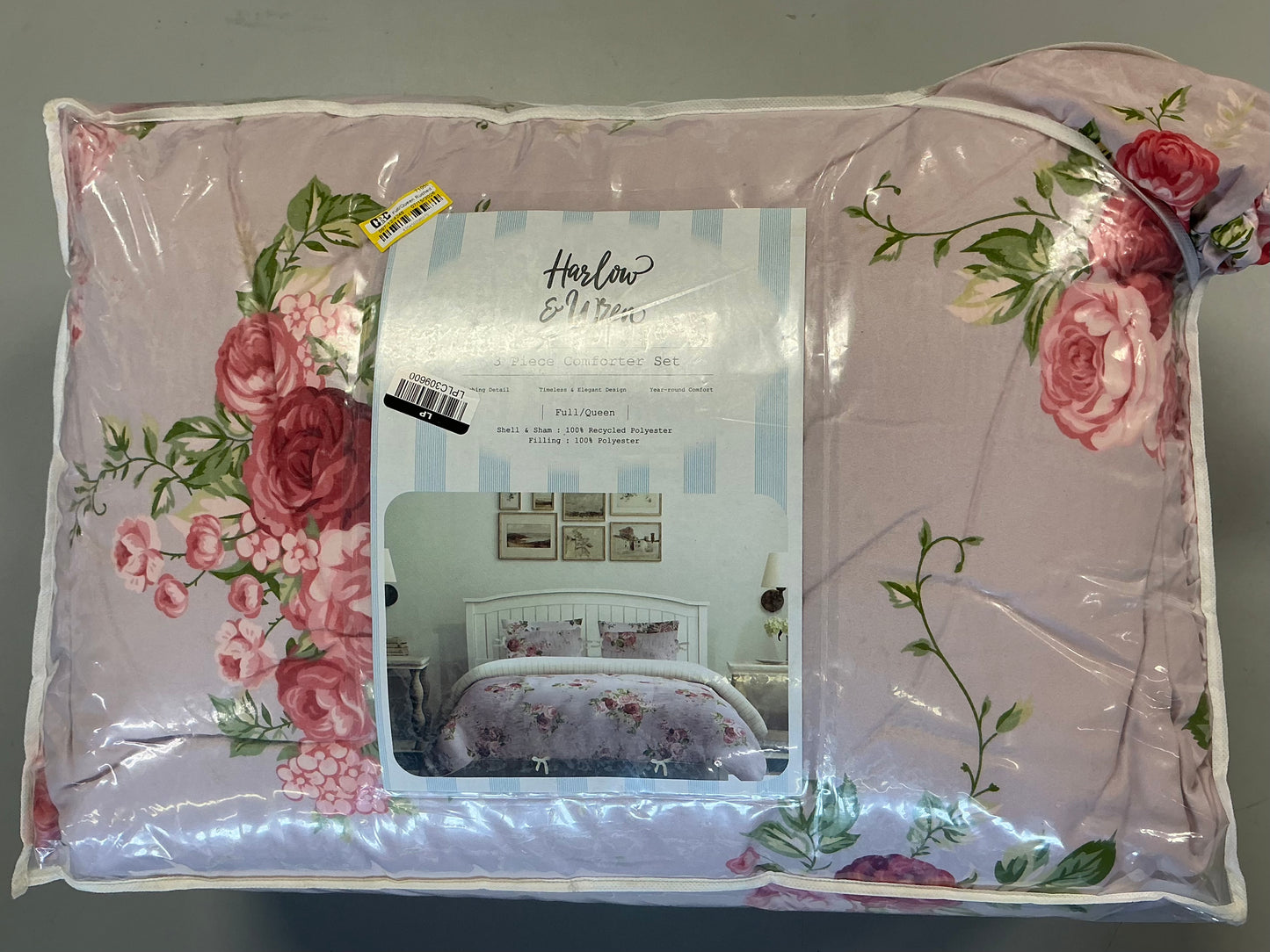 Harlow & Wzen - Ruched Comforter Set - Pink Floral - Repackaged (see pictures) - FOR PICKUP ONLY