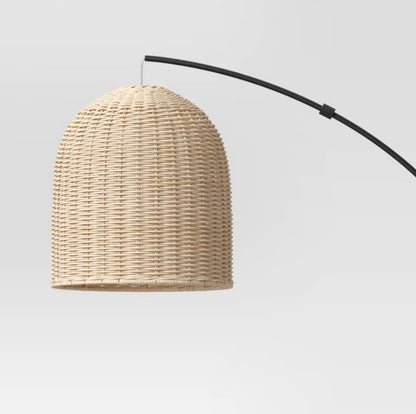 82"x13" Addison Arc Floor Lamp with Natural Rattan Shade - Curved Metal - DAMAGED BOX (see pictures) - FOR PICKUP ONLY