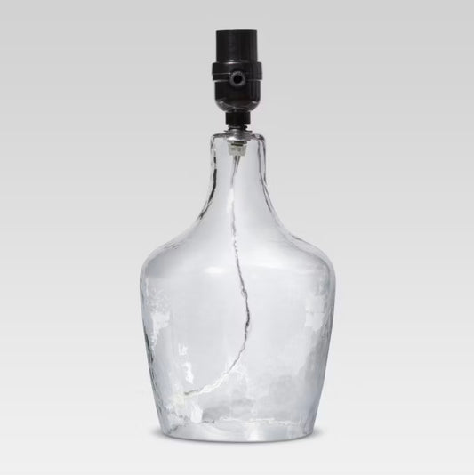 11.75"x5.75" Artisan Glass Jug Small Lamp Base - Clear - Threshold™: ETL Listed, No Assembly, Modern Decor - Out of Box, SHADE SOLD SEPARATELY , Minor Cosmetic Damage (see pictures) - FOR PICKUP ONLY