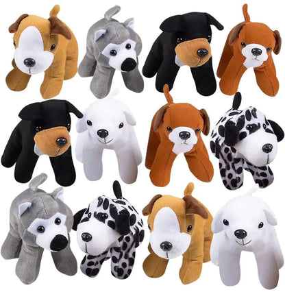 Dog Plush Assortment - Set of 12 - Soft and Cuddly Stuffed Animals - 6 Cute Puppy Designs