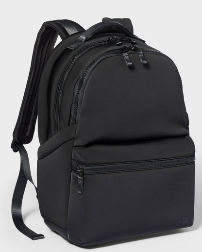 Faux Neoprene Backpack - Black - Unstructured Knit Design
