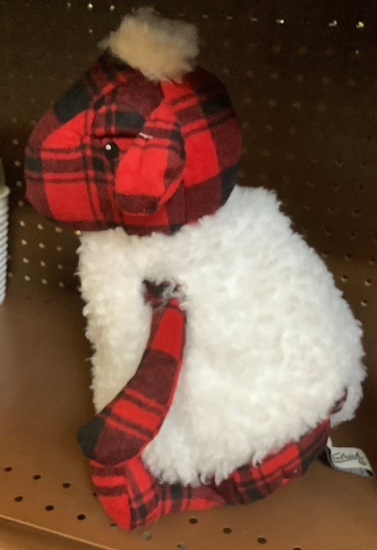 Buffalo Check Sheep Stuffed Animal with Removable Faux Shearling Red/Black