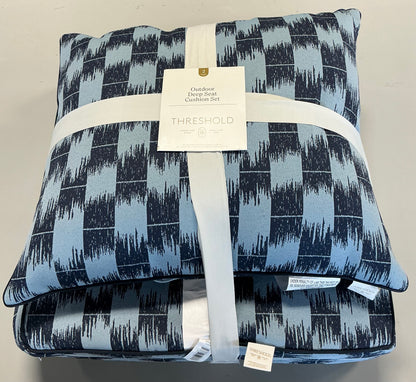 Ikat Woven Deep Seat Cushion Set - Light Blue/Navy - Threshold™ - Damaged Packaging (see pictures) - FOR PICKUP ONLY