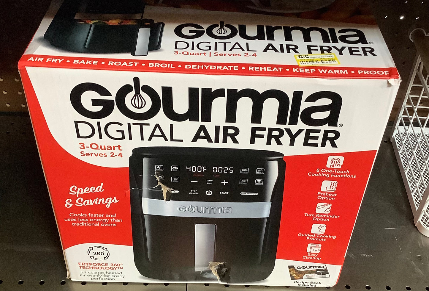 Gourmia 3qt Digital Window Air Fryer with 8 Presets & Guided
Cooking: 1200W, Dishwasher-Safe Parts
