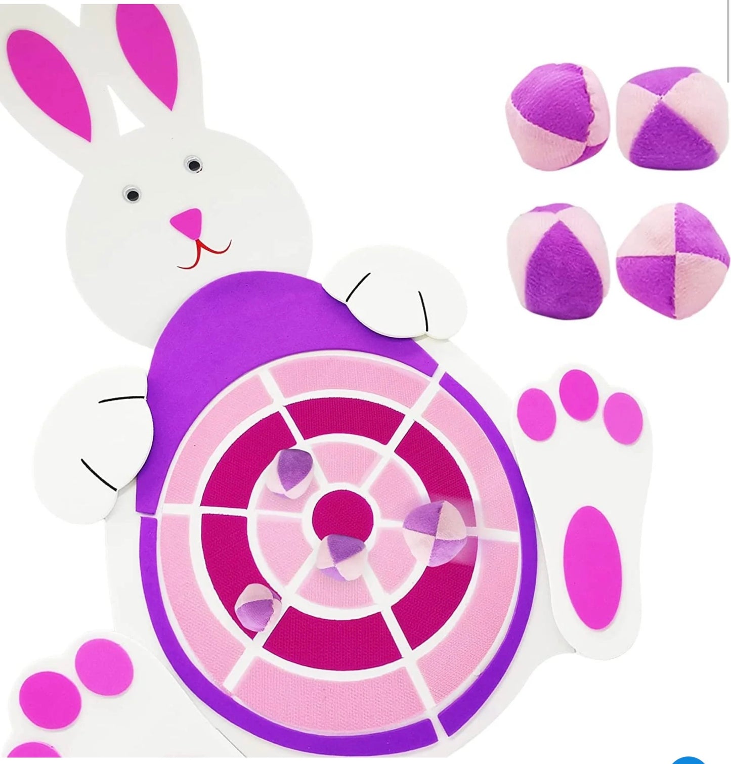 Easter Bunny Egg Dart Board Game Kit with 4 Sticky Balls