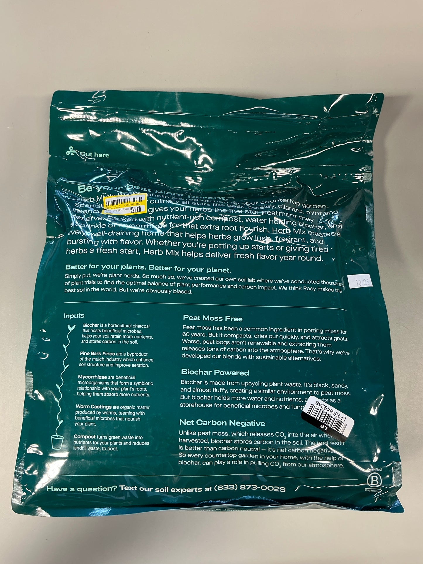 Rosy Soil Mix - Organic Peat Free Soil with Biochar for Strong Growth & Flavor, Well Draining Potting Mix, 4 qt - FOR PICK UP ONLY