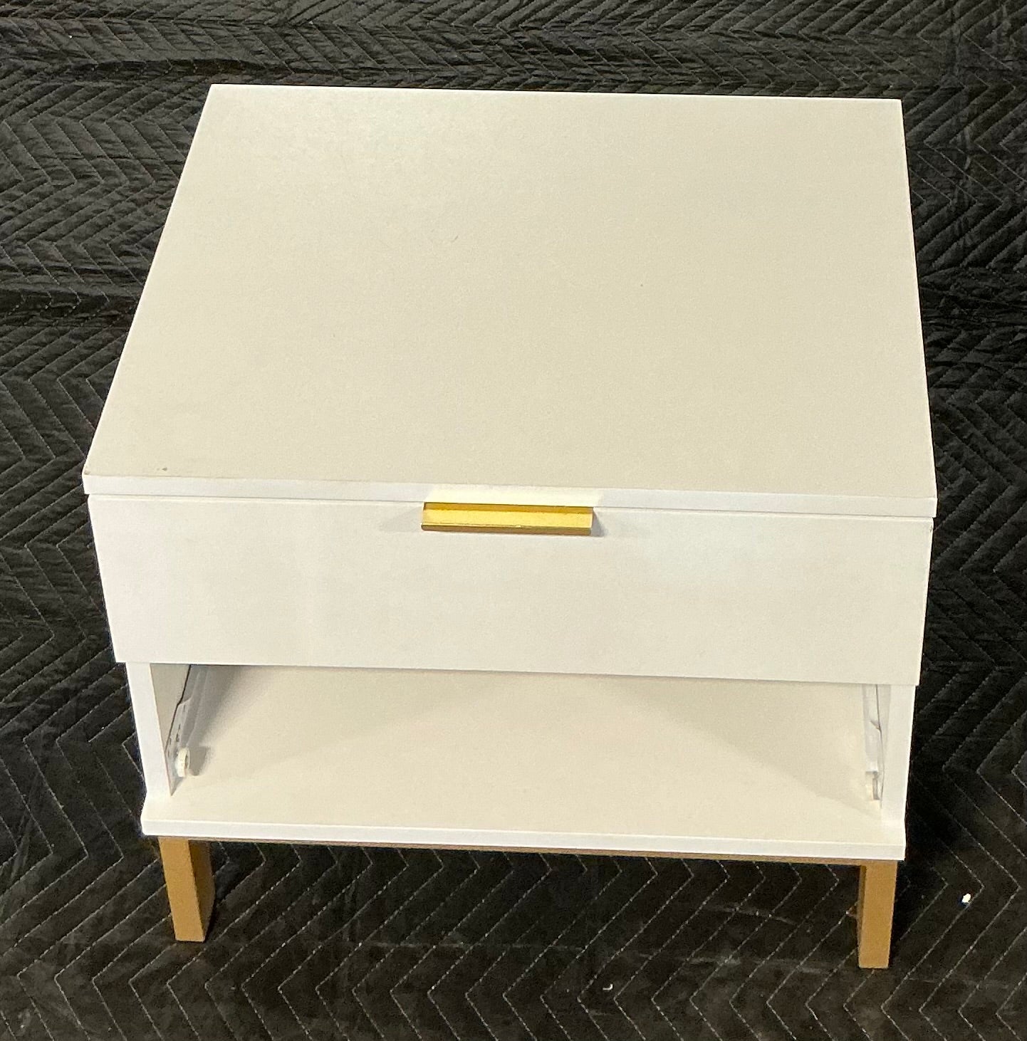 THRIFTY 70 - 2-Drawer Nightstand With Gold Metal Legs - Open Box - USED/MISSING ONE DRAWER (See Pictures)- FINAL SALE- NO RETURNS - AS IS