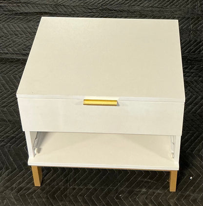 THRIFTY 70 - 2-Drawer Nightstand With Gold Metal Legs - Open Box - USED/MISSING ONE DRAWER (See Pictures)- FINAL SALE- NO RETURNS - AS IS
