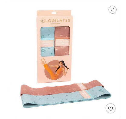 Blogilates Booty Resistance Bands 2pk - Peach Orange/Blue: Elastic Medium & Light Flat Bands - Damaged Box (see pictures)