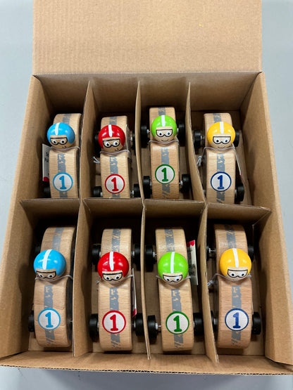 Edushape - Speedy Wooden Race Car Pull Backs - Set of 8 Cars
