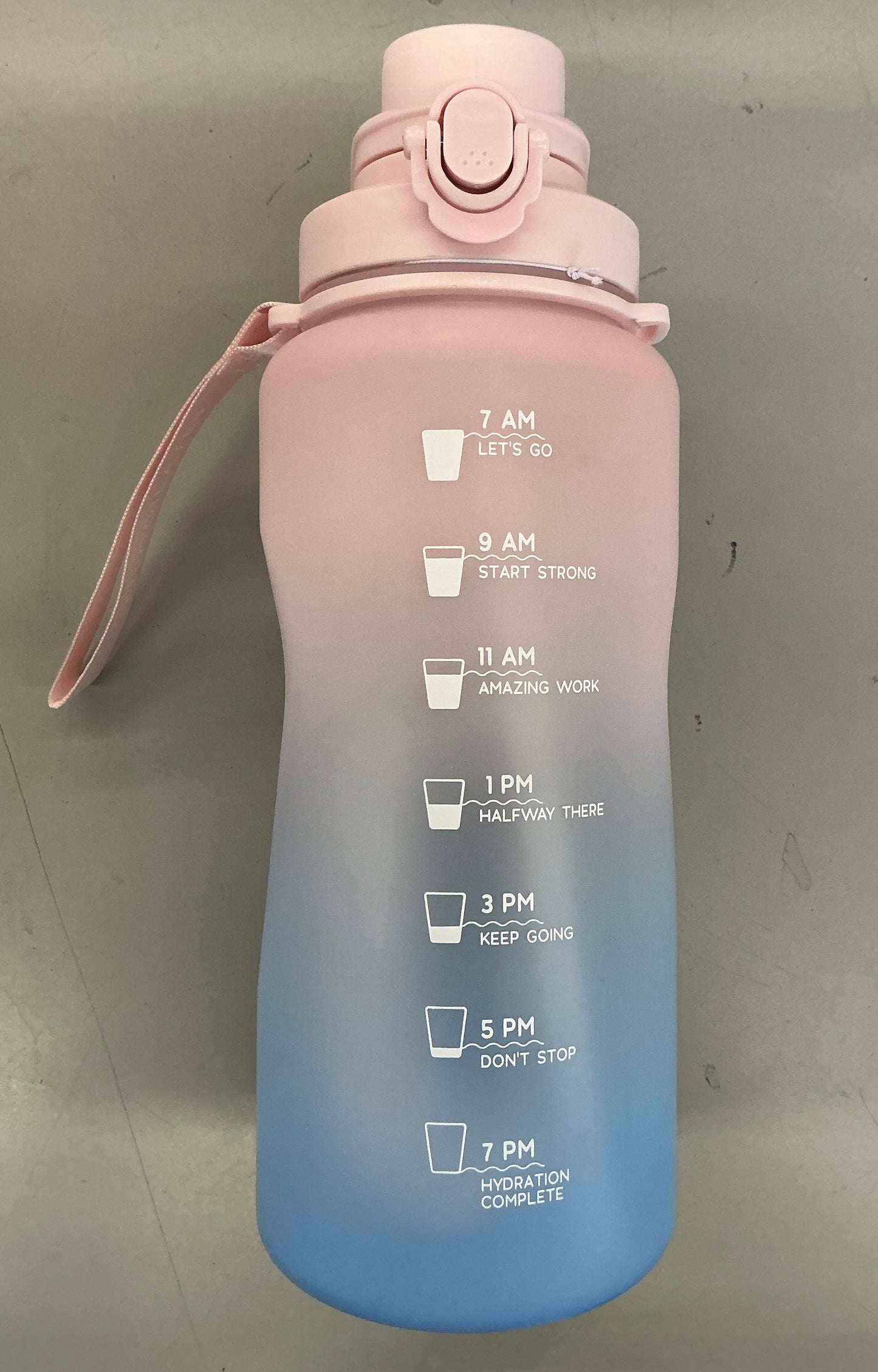 Blogilates 64oz Half Gallon Plastic Water Bottle - Blue Ombre: BPA-Free PETG, Portable Drinkware - Minor Cosmetic Damage Damage