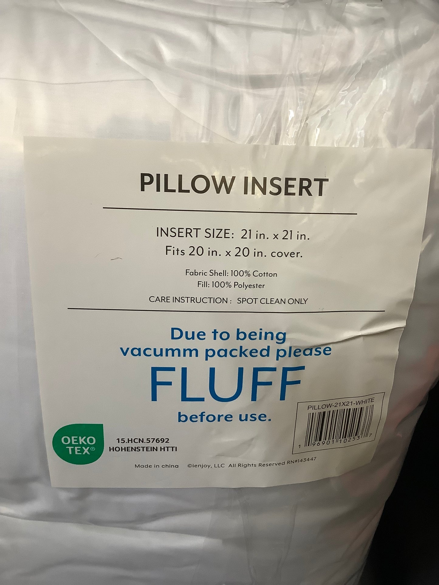 Throw Decor Pillow Insert with Polyester Fill - White, 21 x 21