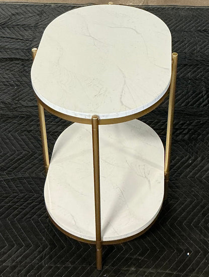 Rockport End Table - White/Gold - Minor cosmetic damage