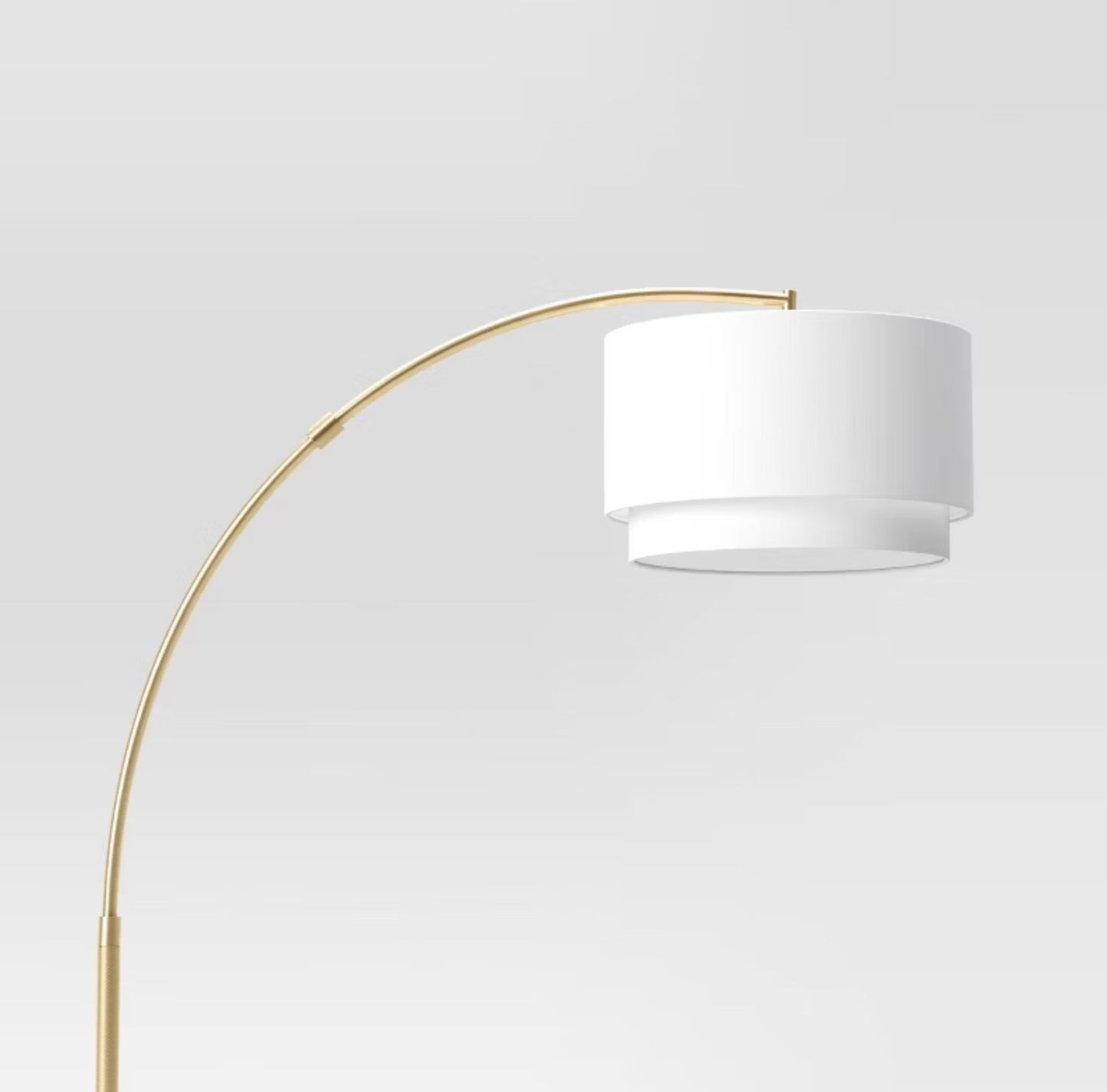 68"x41" Knurled Metal Arc Floor Lamp with Tiered Shade - Brass - Curved Standing Illumination for Living Room - Some Cosmetic Damage - (see pictures ) - LAMPS MAY BE OUT OF BOX - FOR PICKUP ONLY