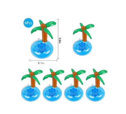8.5" Inflatable Palm Tree Drink Holder - 6 Pack Drink Floaties Pool-Drink Cup Holder for Swimming Pool-Party Pool Accessories - REPACKED (see pictures)