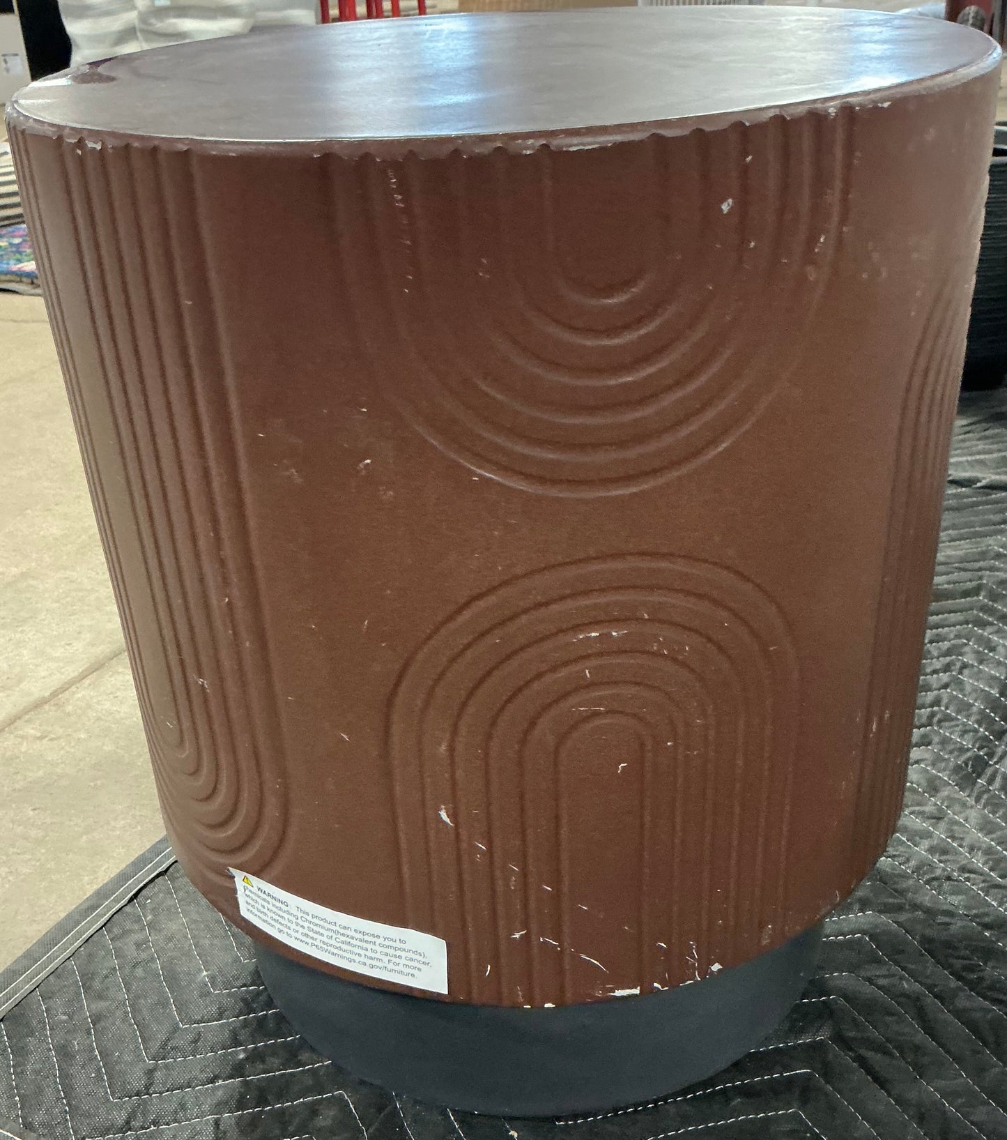 THRIFTY 70 - Geometric Terrafab Side Table - Brown - Open Box - USED/DAMAGED (See Pictures)- FINAL SALE- NO RETURNS - AS IS - FOR PICKUP ONLY