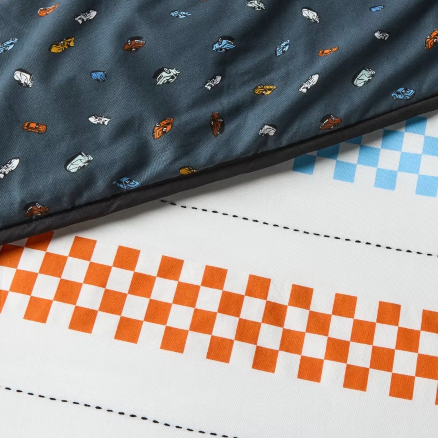 Full/Queen - Hot Wheels Retro Checkered Stripes Reversible Kids' Comforter Set - Hot Wheels by Pillowfort™