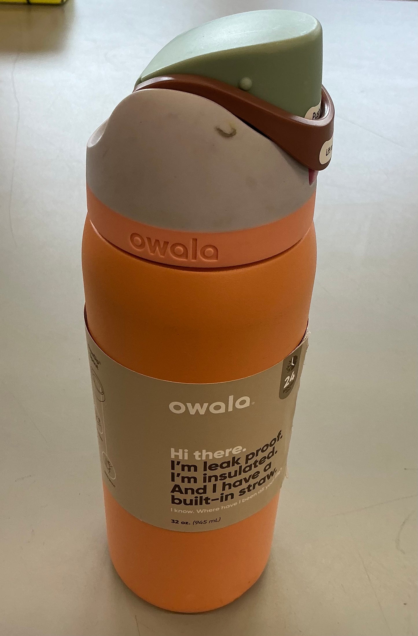 Owala 32oz FreeSip Stainless Steel Water Bottle - Minor Cosmetic Damage (see pictures) - Tops May Vary, Some May Be Missing Packaging