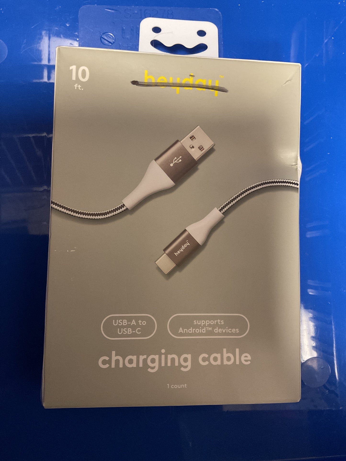 CLEARANCE- FINAL SALE- 10' USB-A to USB-C Braided Cable - Black/ White/Gunmetal