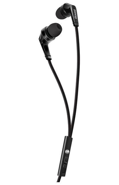 iSound DGHP-5715 ISOUND – EM 55 Earbuds, Tangle Free Flat Cable, In-ear Design That Blocks Outside Noise, Built-in Microphone, Volume Control Slider, Includes a sets of Silicone Tips