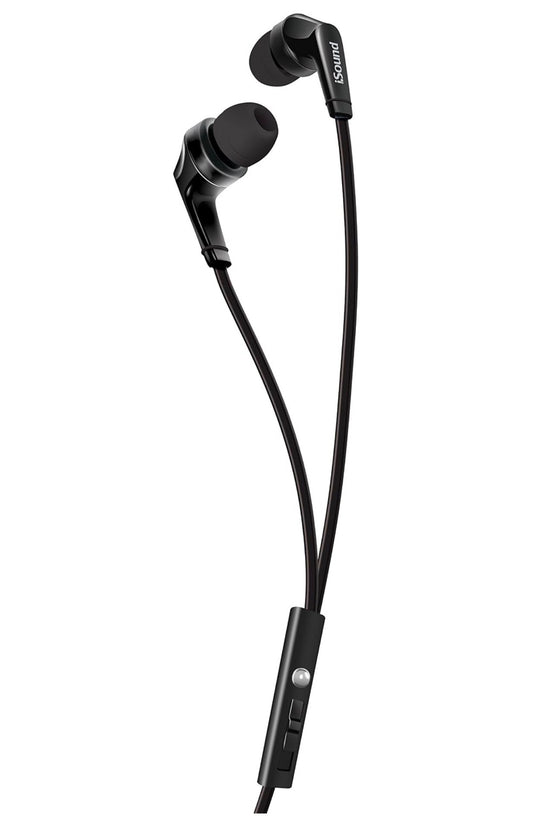 iSound DGHP-5715 ISOUND – EM 55 Earbuds, Tangle Free Flat Cable, In-ear Design That Blocks Outside Noise, Built-in Microphone, Volume Control Slider, Includes a sets of Silicone Tips(clearance)
