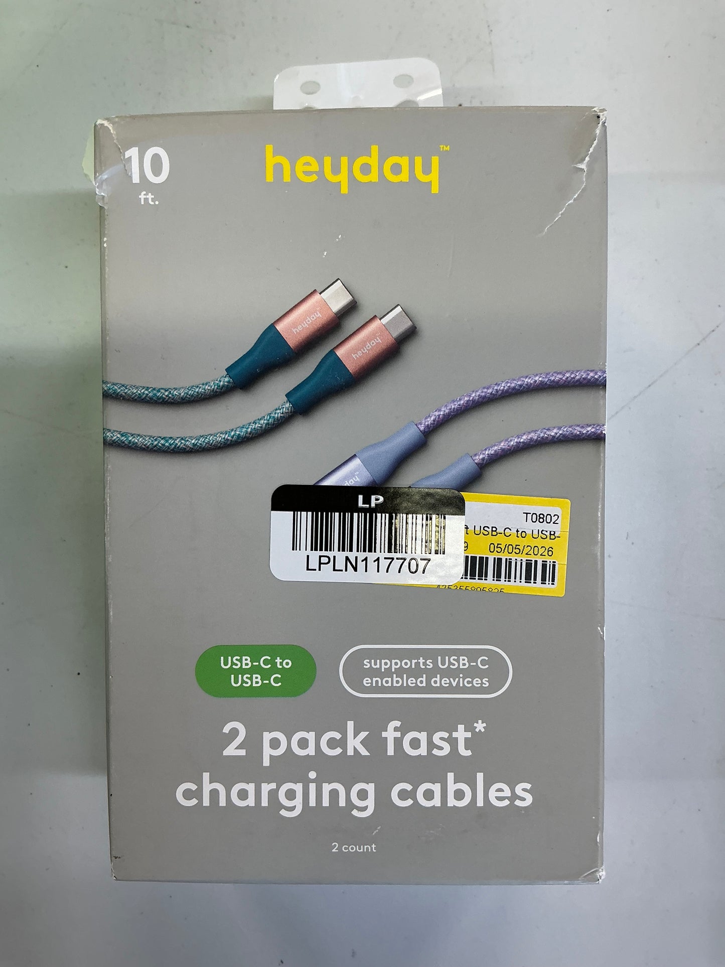 10ft USB-A to USB-C Braided Cable 2pk - OPEN BOX (see pictures)