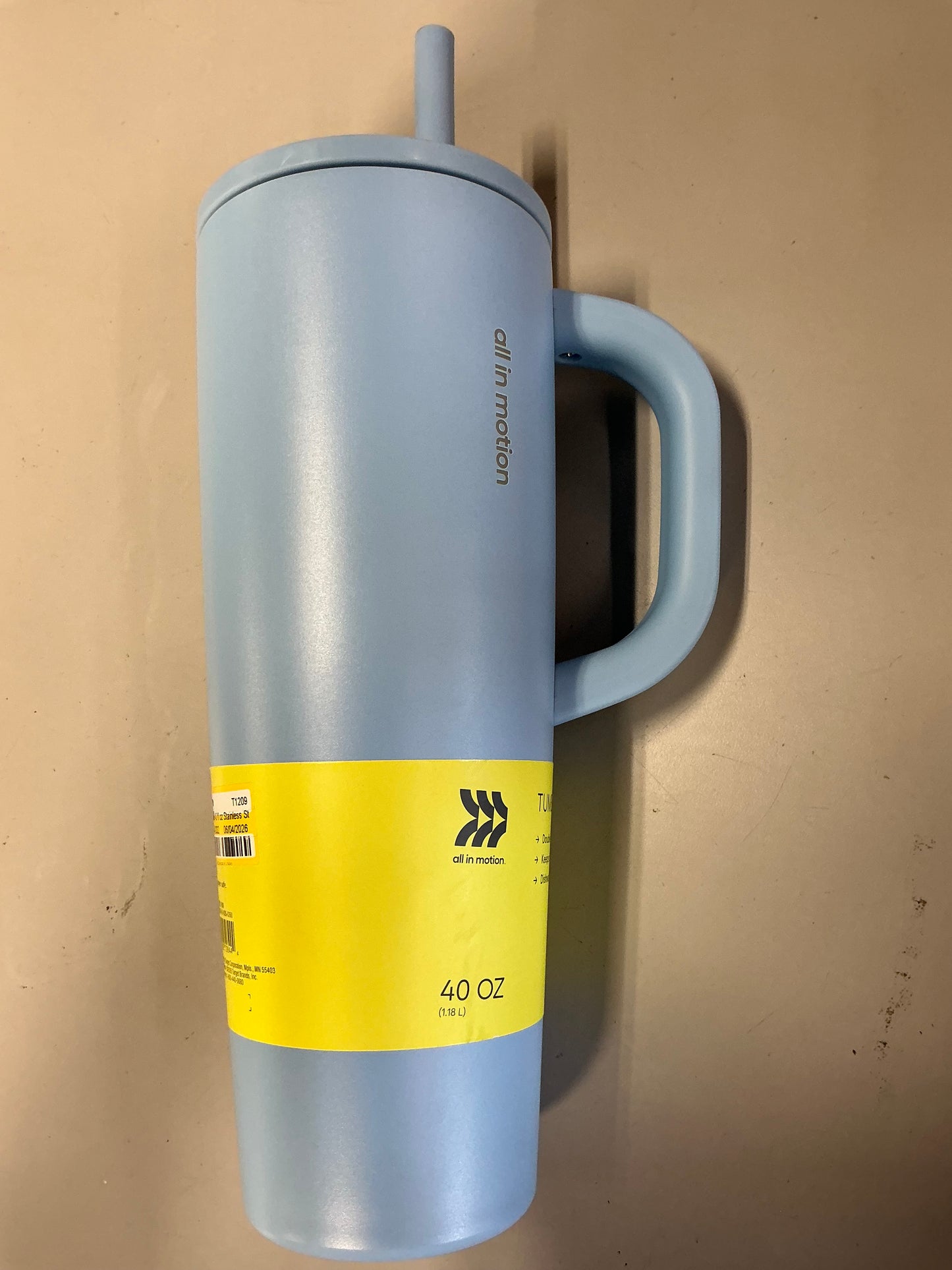 40 fl oz Stainless Steel Tumbler with Straw Blue - Minor Cosmetic Damage - May Be Missing Packaging (see pictures)