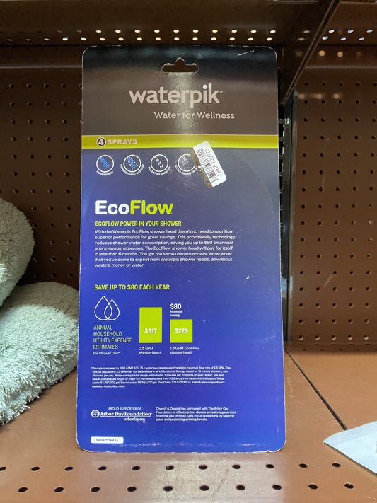 Waterpik EcoFlow Hand Held Shower Head, 4 Spray Settings, Chrome, ETC-443E