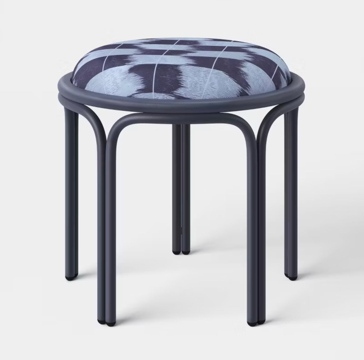 Metal Round Travel Accent Patio Stool - Navy Blue - Minor Cosmetic Damage (see pictures) - FOR PICKUP ONLY