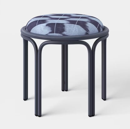 Metal Round Travel Accent Patio Stool - Navy Blue - Minor Cosmetic Damage (see pictures) - FOR PICKUP ONLY