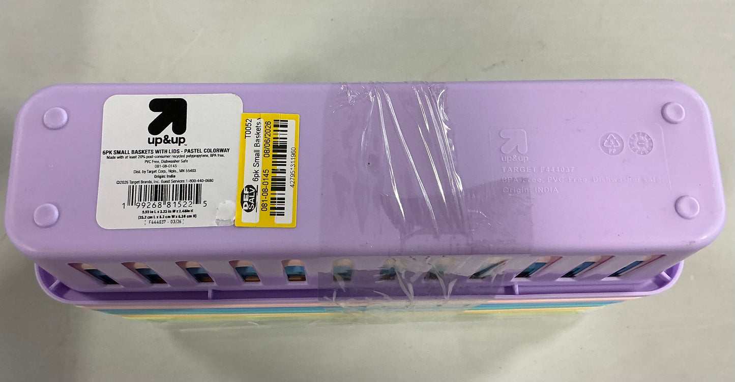 6pk Small Baskets with Lids Pastel colorway - up&up™ - Out of Package (see pictures)
