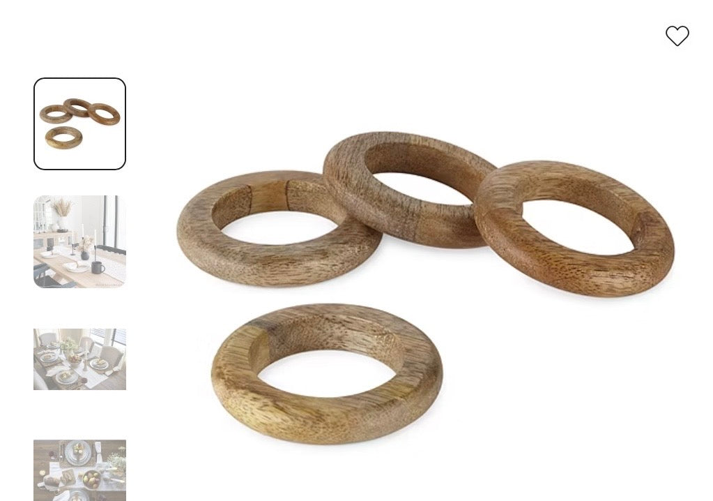 Linden Street 4-pc. Wood Napkin Rings