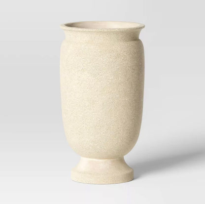Large Plastic Outdoor Planter Pot - Cream - 12"x12" - Minor Cosmetic Damage - Some cracks on planter opening (see pictures) - FOR PICKUP ONLY