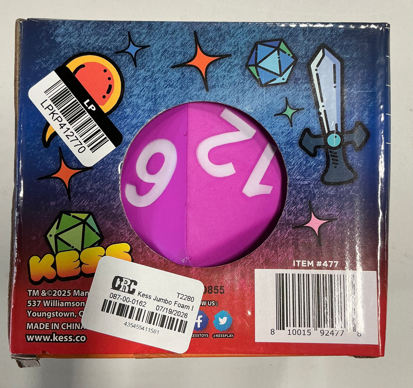 Kess Jumbo Foam Dice Game Purple