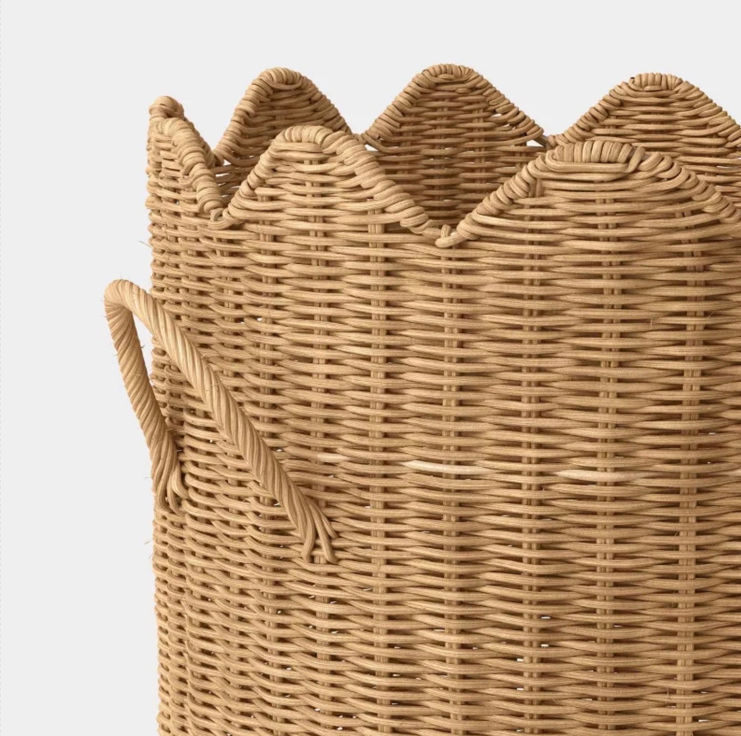 Scalloped Edge Woven Natural Basket - Minor Cosmetic Damage (see pictures) - FOR PICKUP ONLY