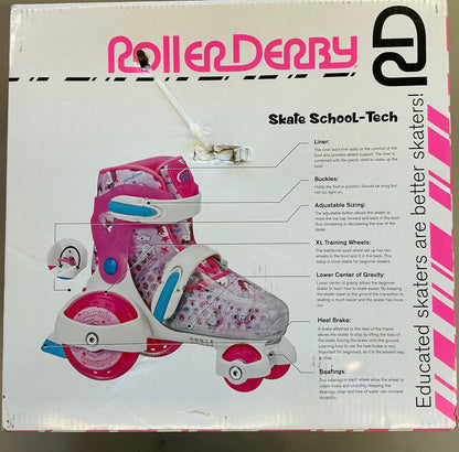 Roller Derby Sport Kids' Roller Skate - Unicorn Pink/White M: Adjustable Size, Padded Collar - Open Box