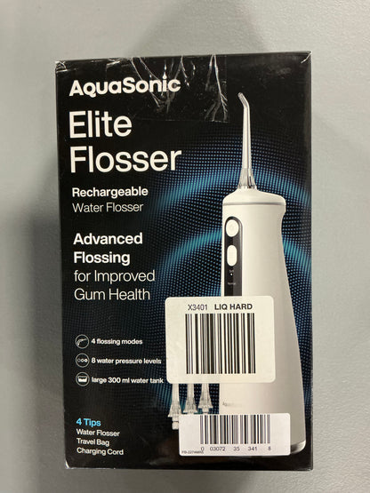 THRIFTY 70 - Aquasonic Elite Rechargeable Water Flosser, 3 Attachments (sealed in individual bags, see picture) - Open Box - USED (See Pictures)- FINAL SALE- NO RETURNS - AS IS