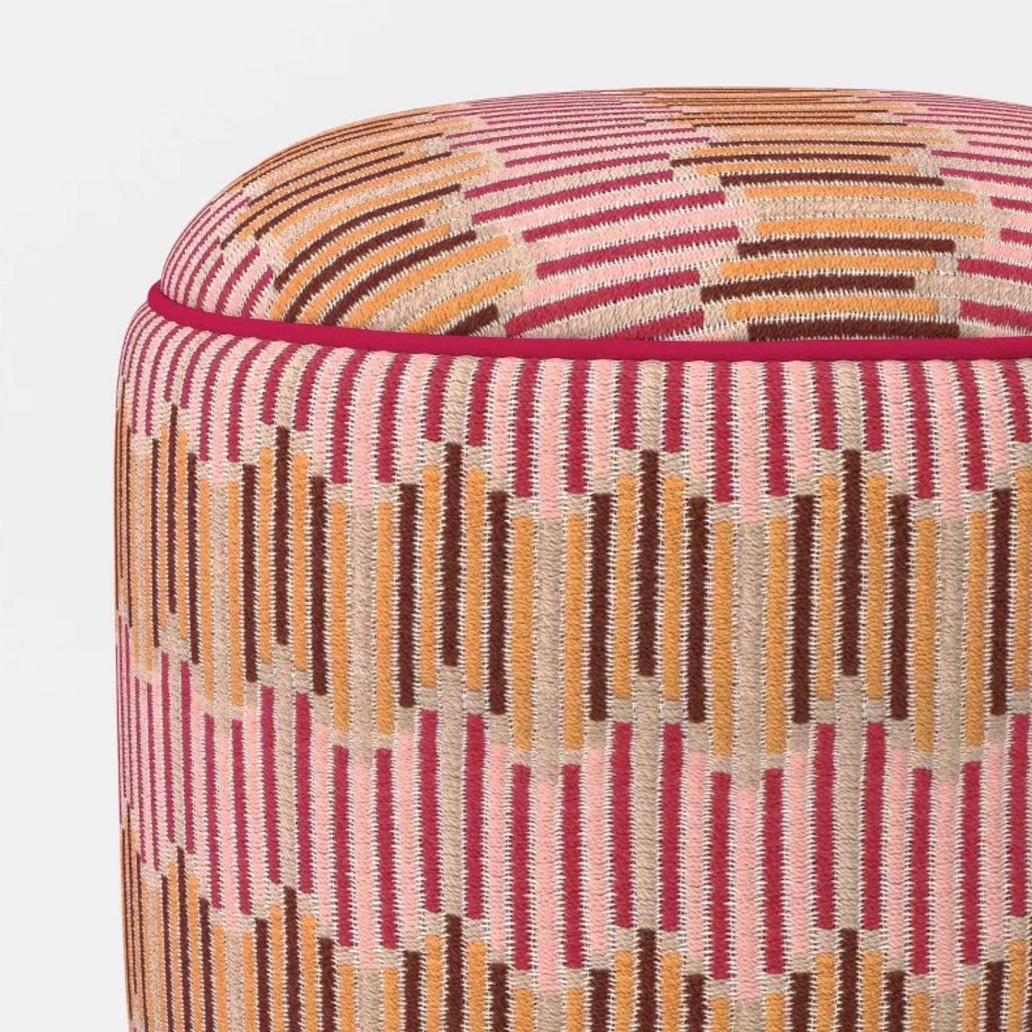 14"x20" Wavy Stripe Round Pouf Warm - Out of Package (see pictures)