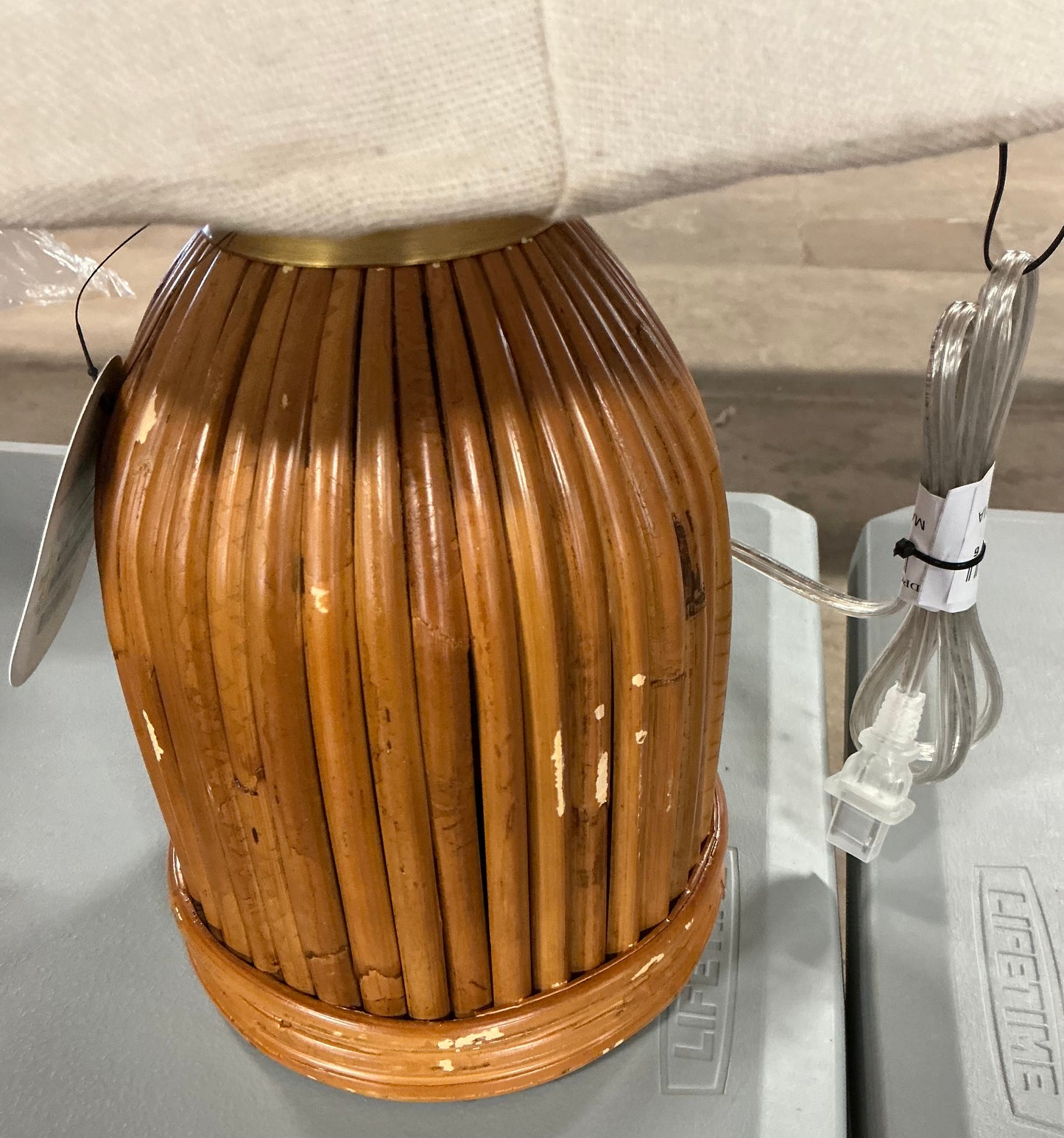 THRIFTY 70 - Woven Table Lamp - Threshold™ designed with Studio McGee - Out of Box - Damage from Shipping (see pictures) - FINAL SALE- NO RETURNS - AS IS- FOR PICKUP ONLY