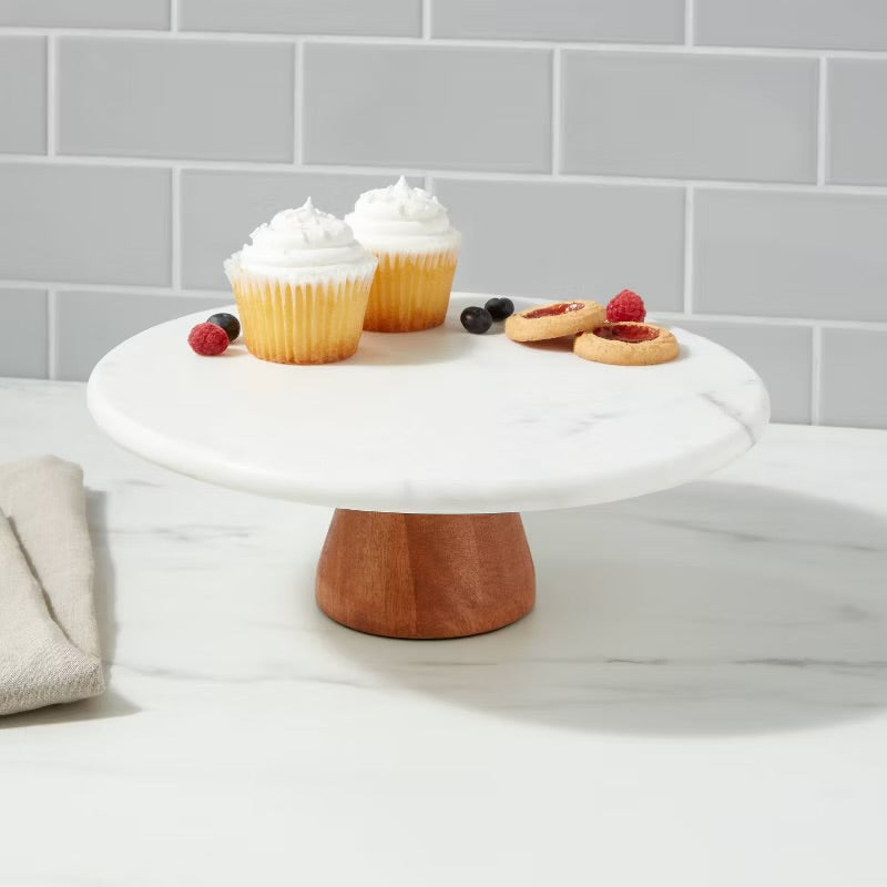 Manchester - Marble and Wood Cake Stand - Threshold™ - Minor Cosmetic Damage (see pictures) - FOR PICKUP ONLY