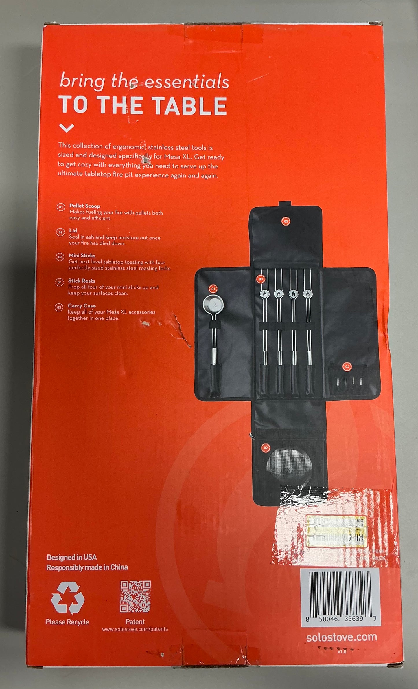 Solo Stove 10 pc Mesa XL Tabletop Firepit Tool Kit Stainless Steel Finish - Some Box Damage (see pictures)