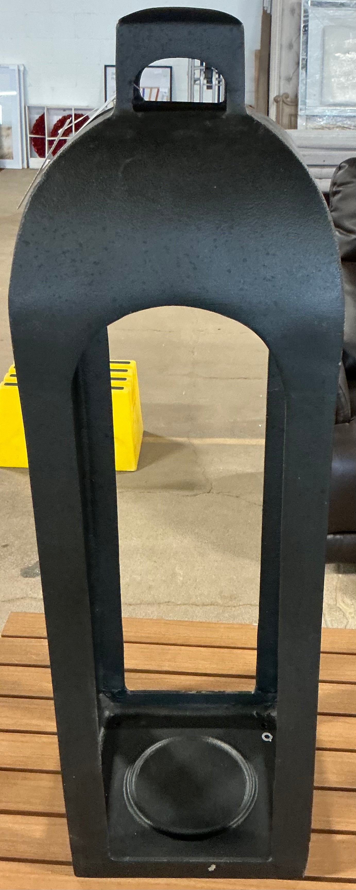 29.4"x9" Pillar Cast Aluminum Outdoor Lantern Candle Holder - Black - Minor Cosmetic Damage - Missing Handle (see pictures) - FOR PICKUP ONLY