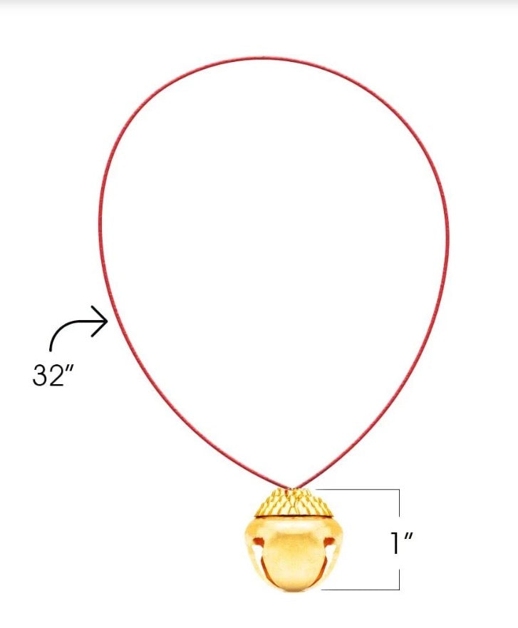 Christmas Jingle Bell Necklaces, Set of 12, Jingle Gold Bell on Red String