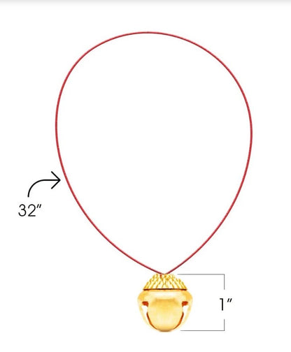 Christmas Jingle Bell Necklaces, Set of 12, Jingle Gold Bell on Red String