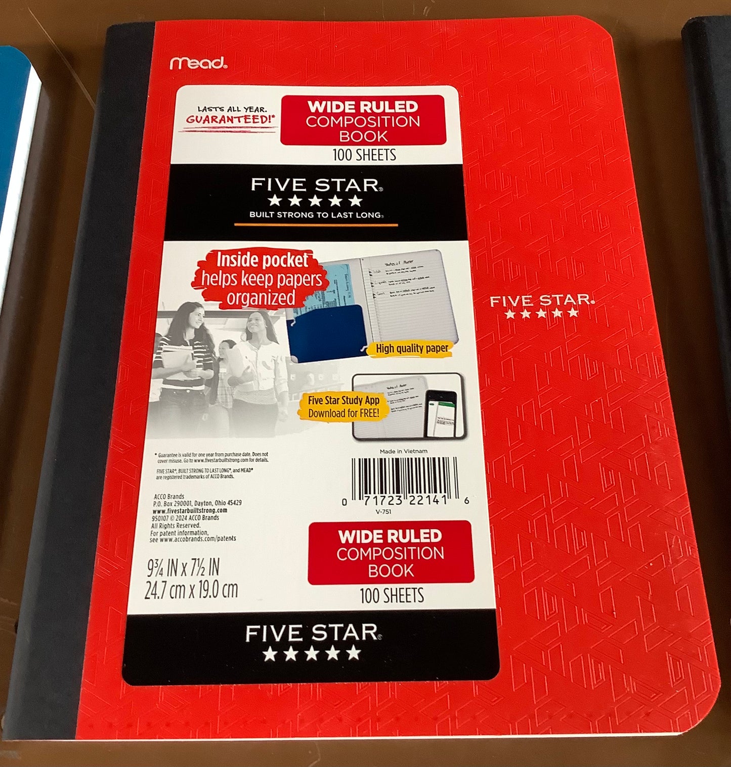Five Star Comp Book with Pocket 100ct Wide Ruled
