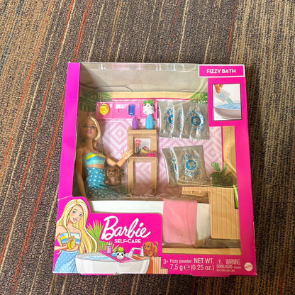 Barbie Fizzy Bath Doll & Playset, Blonde, with Tub, Fizzy Powder, Puppy & More