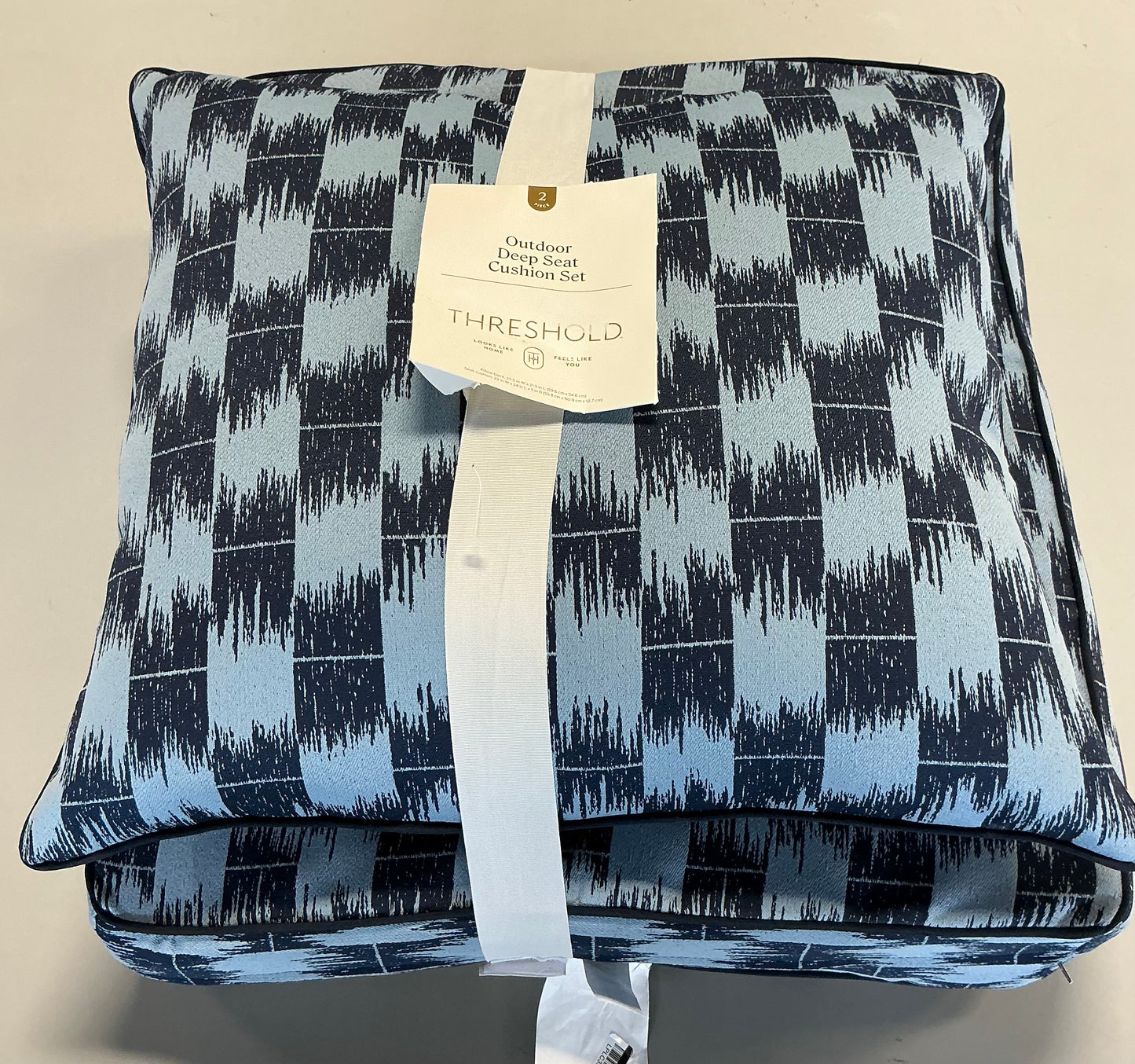 Ikat Woven Deep Seat Cushion Set - Light Blue/Navy - Threshold™ - Damaged Packaging (see pictures) - FOR PICKUP ONLY